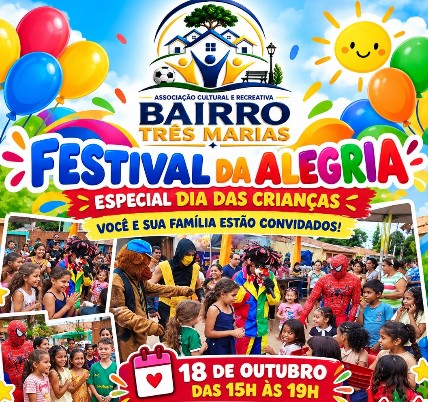 AÇÃO SOCIAL: Bairro Três Marias terá festa do Dia das Crianças em 25 de outubro