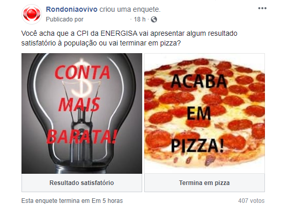 ENQUETE: Rondoniaovivo questiona internautas sobre eficiência da CPI da Energisa