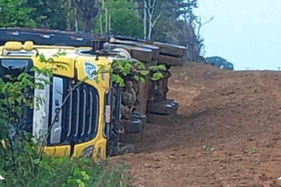 ACIDENTE: Caminhão que vinha de Porto Velho tomba e gados morrem em estrada