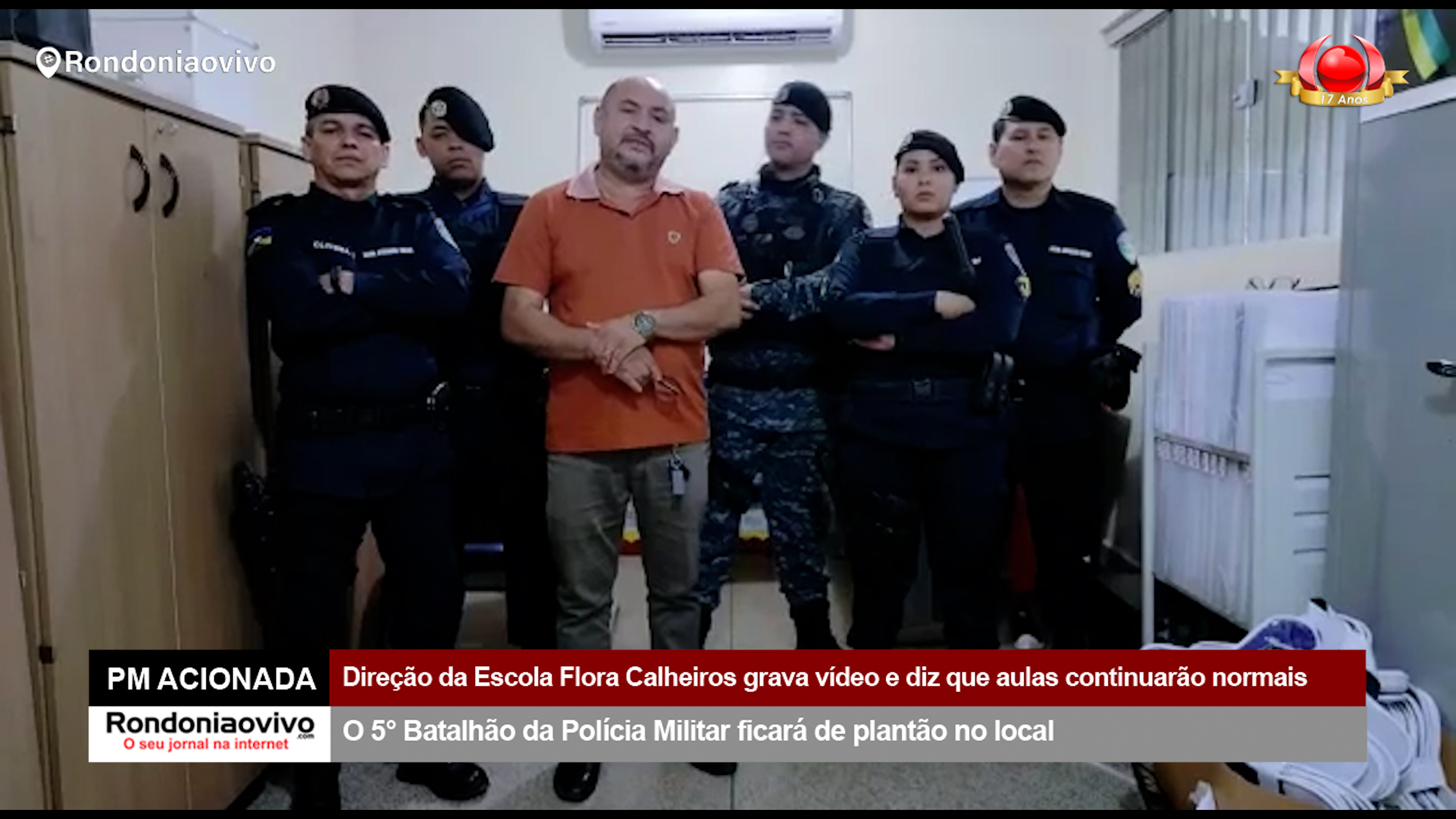 PM ACIONADA: Direção da Escola Flora Calheiros grava vídeo e diz que aulas  continuarão normais - Rondoniaovivo.com