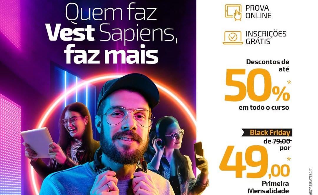 BLACK FRIDAY: Faculdade Sapiens abre as inscrições para vestibular 2021/1 com desconto 