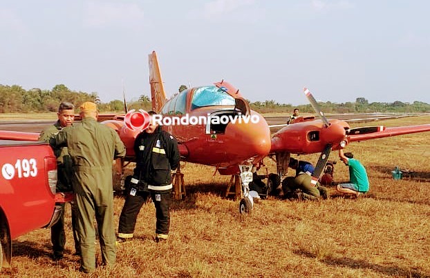 PNEU ESTOUROU: Aeronave do Corpo de Bombeiros sai da pista no aeroporto de Porto Velho