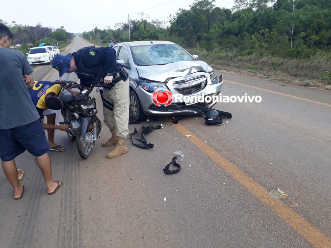 FRATURA EXPOSTA: Motociclista em zigue-zague fica em estado grave após acidente na BR-319