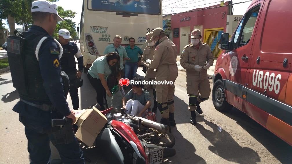 TRÂNSITO: Ônibus e moto se envolvem em acidente e dois ficam lesionados na Imigrantes