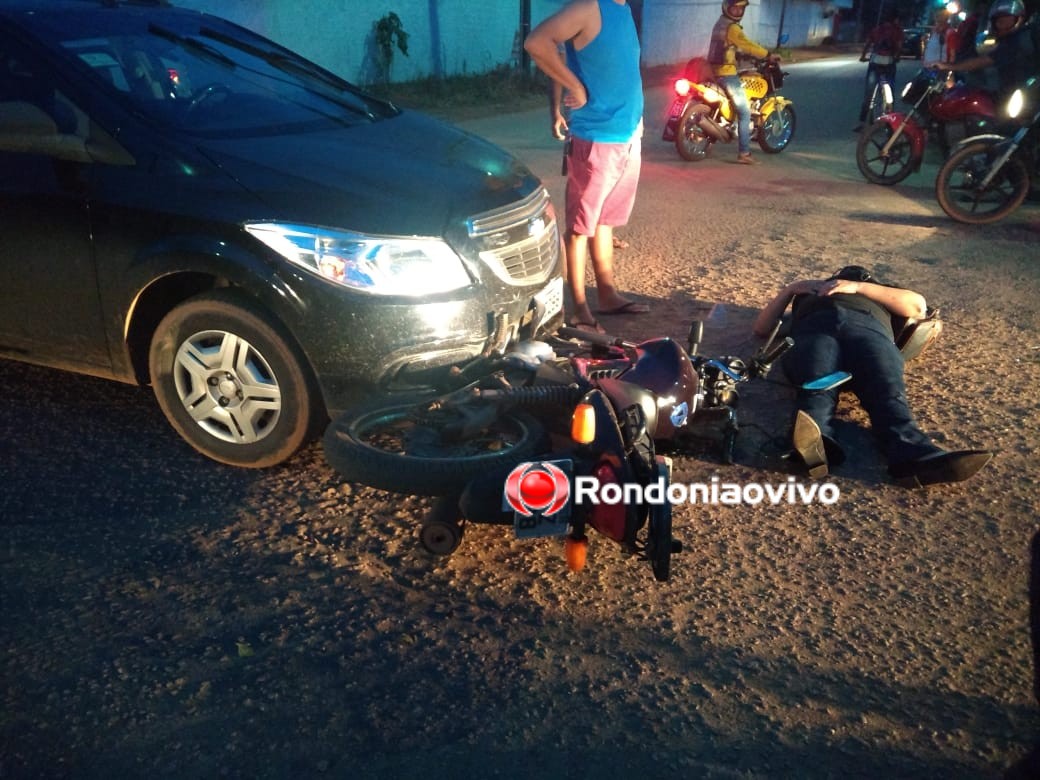 AVANÇOU: Colisão entre carro e moto deixa mulher ferida na Alexandre Guimarães