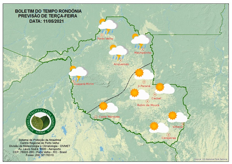 CLIMA: Veja a previsão do tempo para esta terça-feira (11) em Rondônia