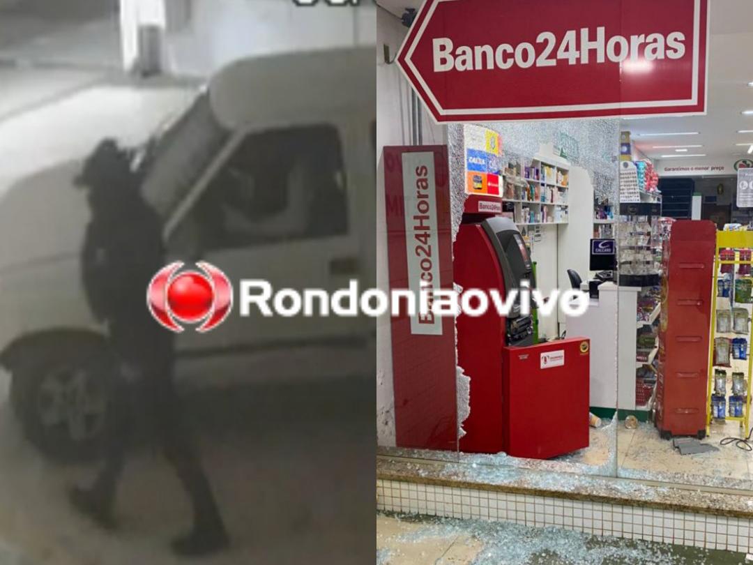 FILMADO: Vídeo mostra momento que ladrões arrombam caixa eletrônico em farmácia