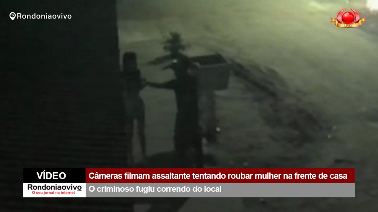 VÍDEO: Câmeras filmam assaltante tentando roubar mulher na frente de casa
