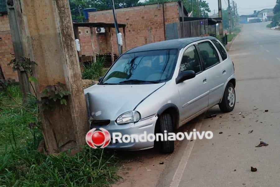 ACIDENTE: Automóvel batido em poste é encontrado abandonado na Avenida Farquar 