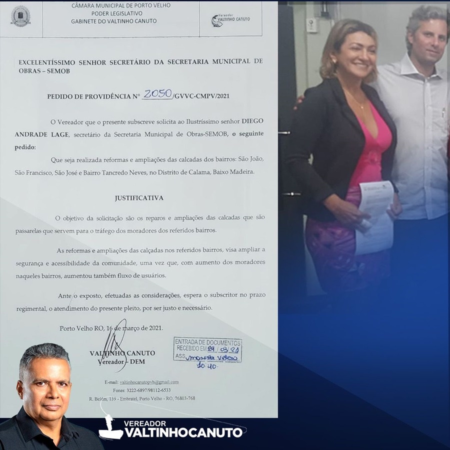 BAIXO MADEIRA: Gabinete do vereador Valtinho Canuto acompanha licitação