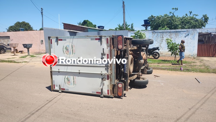 ASSISTA: Caminhão tomba após grave batida na Alexandre Guimarães