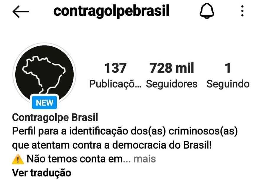 CONTRA GOLPE: Perfil é criado para identificar quem ataca a democracia do Brasil