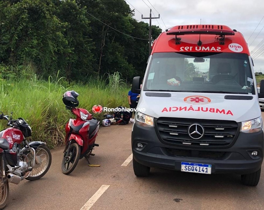 LESÃO NA CABEÇA: Idoso é atropelado por motocicleta pilotada por adolescente 
