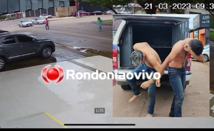 DOIS PRESOS: Vídeo mostra bandidos durante roubo em loja de revenda de veículos 