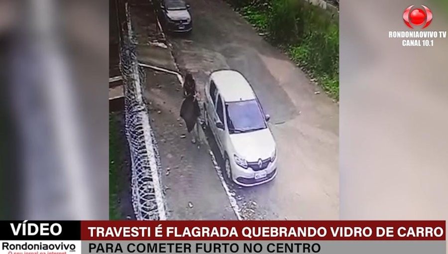 VÍDEO: Travesti é flagrada quebrando vidro de carro para cometer furto no Centro
