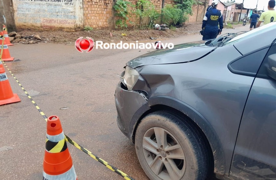 AVANÇOU: Acidente entre carro e moto deixa casal ferido na Amador dos Reis