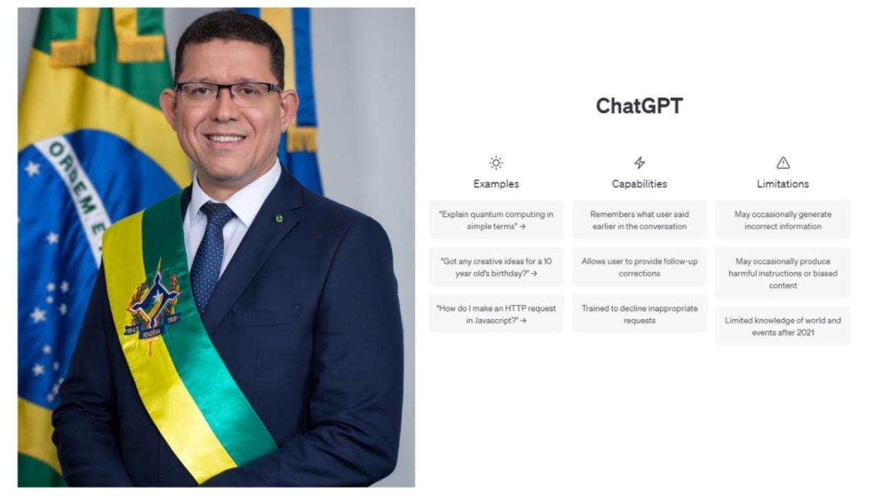 INTELIGÊNCIA ARTIFICIAL: ChatGPT diz que governador Marcos Rocha nasceu em RO e foi deputado estadual