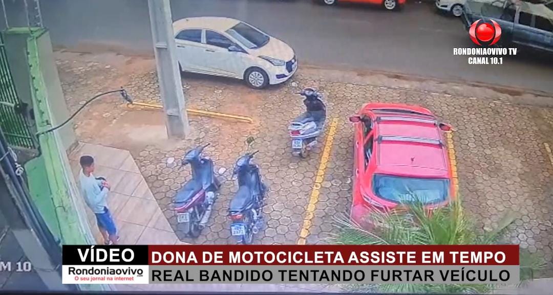 'AO VIVO': Dona de motocicleta assiste em tempo real bandido tentando furtar veículo 