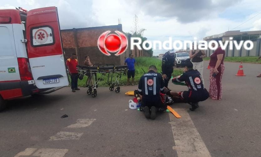 ATROPELADO: Motociclista quebra a perna em dois lugares após ser atingido por carro