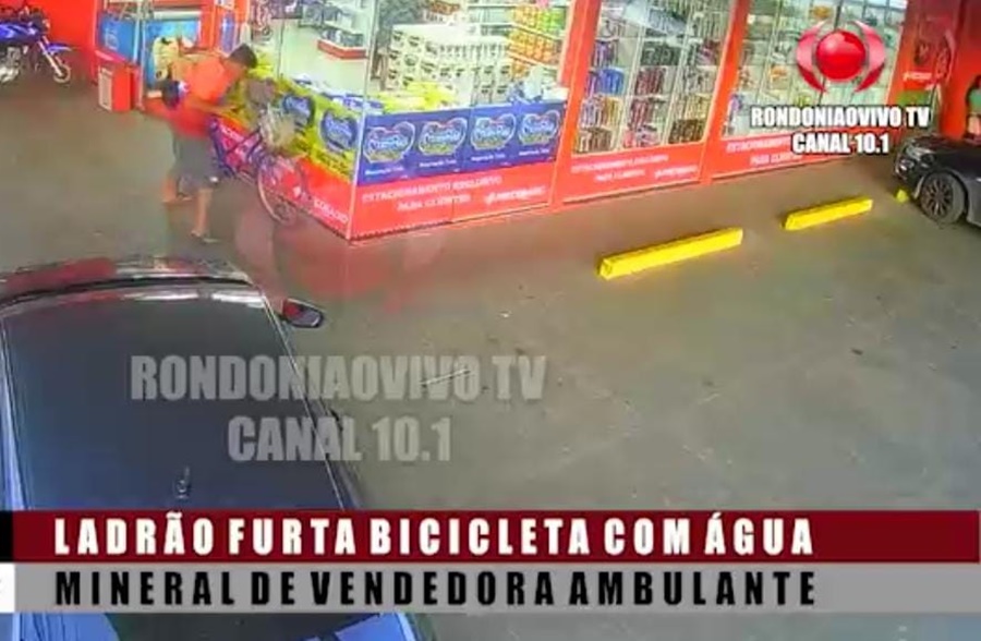 VEJA O VÍDEO: Ladrão furta bicicleta com água mineral de vendedora ambulante
