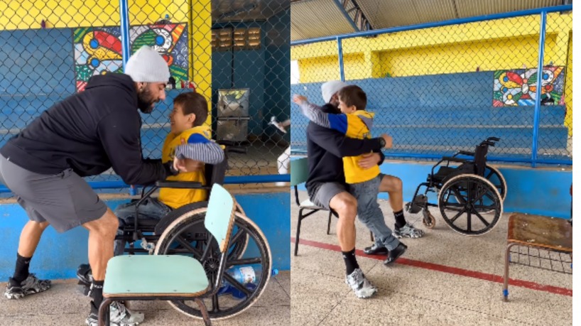 SUPERAÇÃO: Professor de Porto Velho ajuda aluno com paralisia cerebral a andar