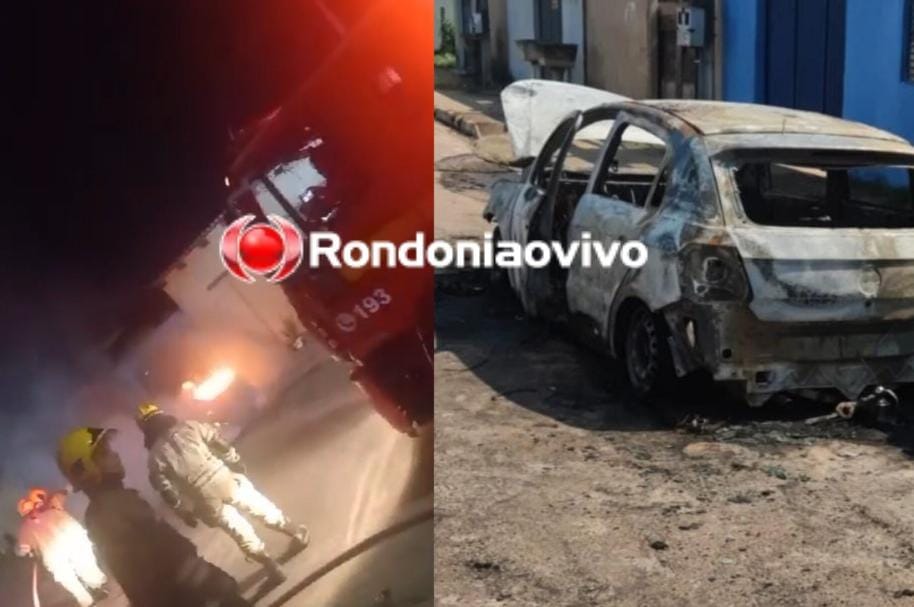 DESTRUÍDO: Carro usado por criminosos em troca de tiros com policial penal é incendiado