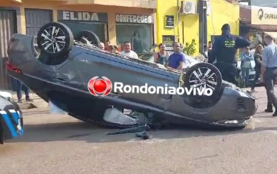 VEJA VÍDEO: Carro capota em grave batida na frente do CPA