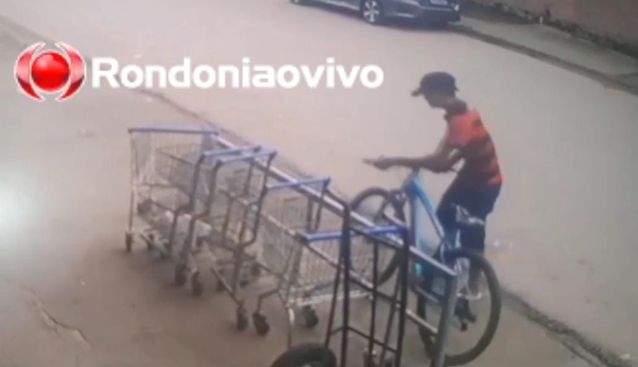 LADRÕES DE BIKE: Vídeo registra furto de bicicleta em frente de comércio no Aponiã