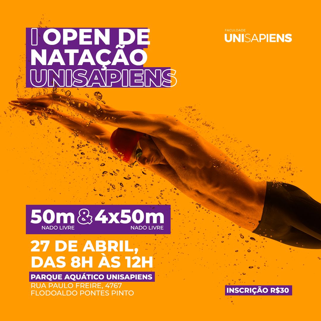 NATAÇÃO: O I Open de Natação UNISAPIENS acontece no dia 27 de abril
