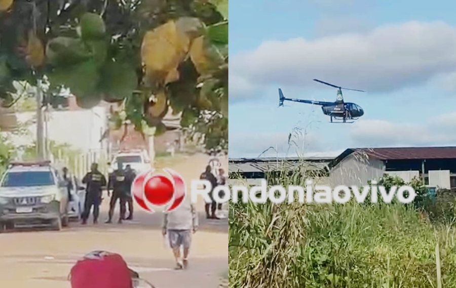 URGENTE: PM com helicóptero monta cerco para tentar localizar ladrões com moto roubada