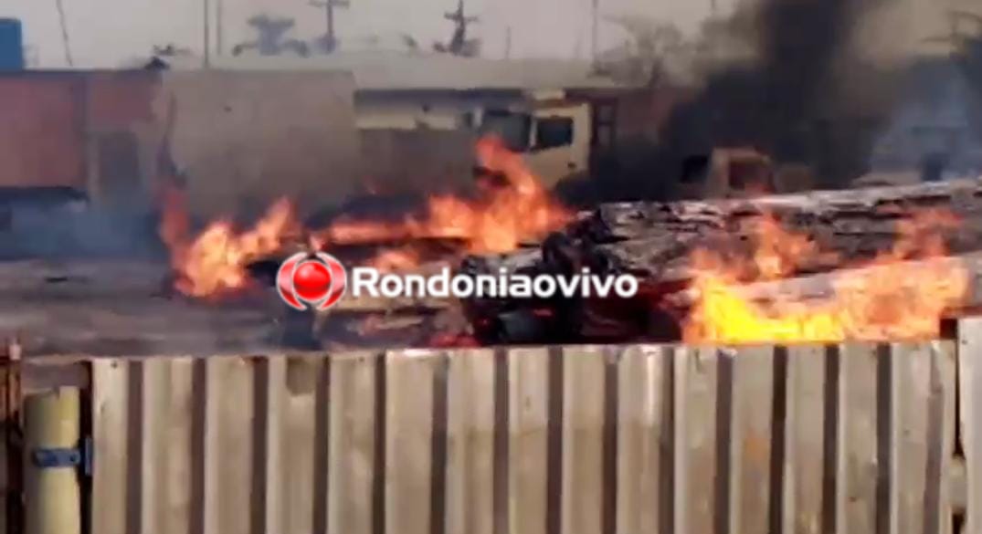 VÍDEO: Vários caminhões apreendidos são destruídos por incêndio em Batalhão Ambiental 