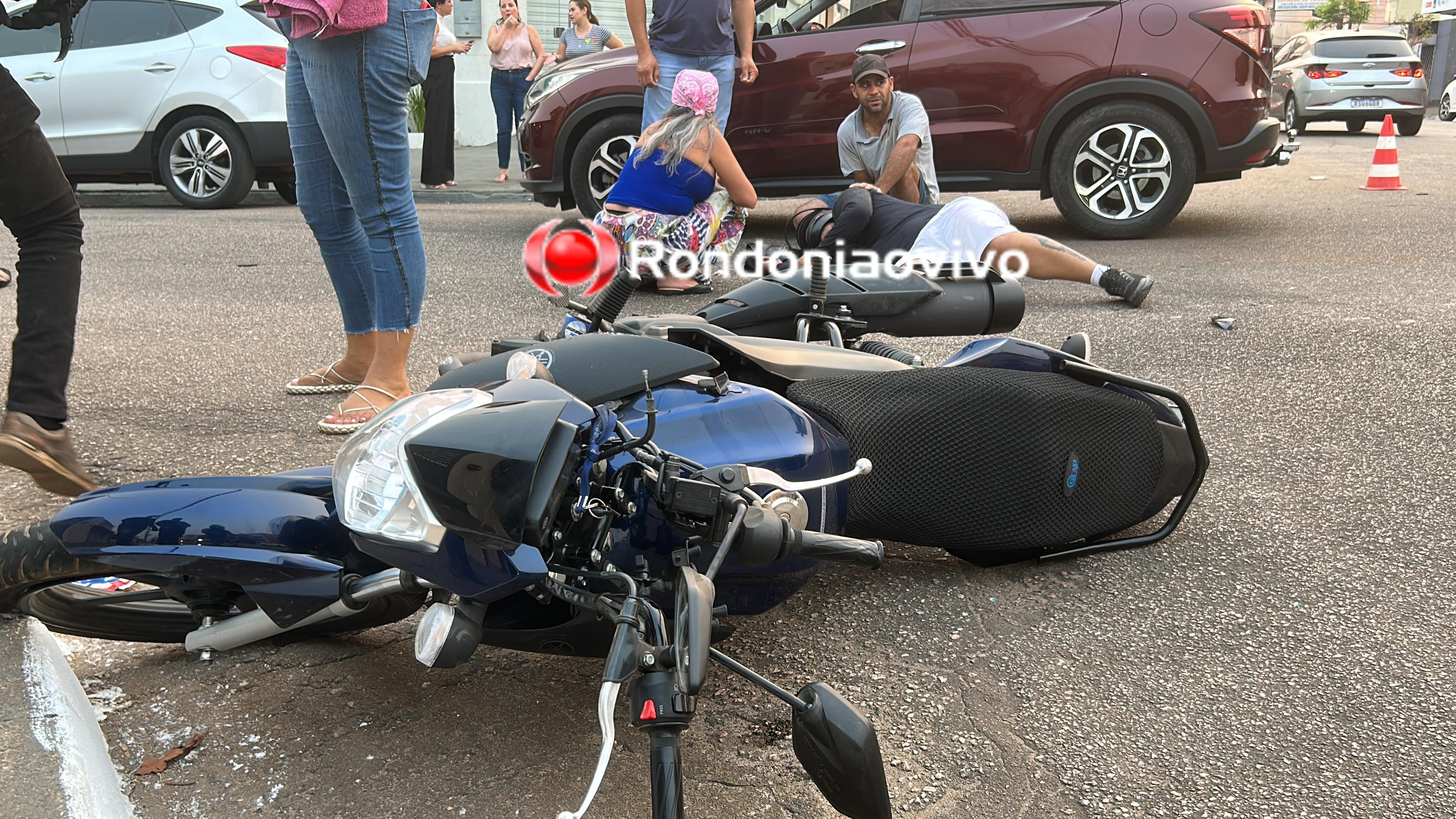 VÍDEO: Dois moto aplicativo sofrem grave acidente após carro avançar preferencial