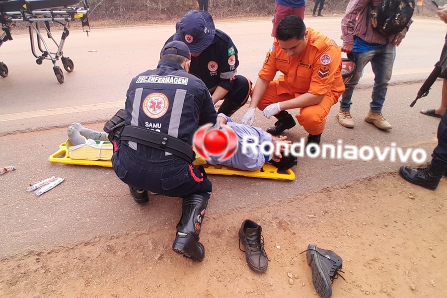 BATEU EM PILASTRAS: Motociclista de 63 anos sofre graves ferimentos em acidente na BR -319