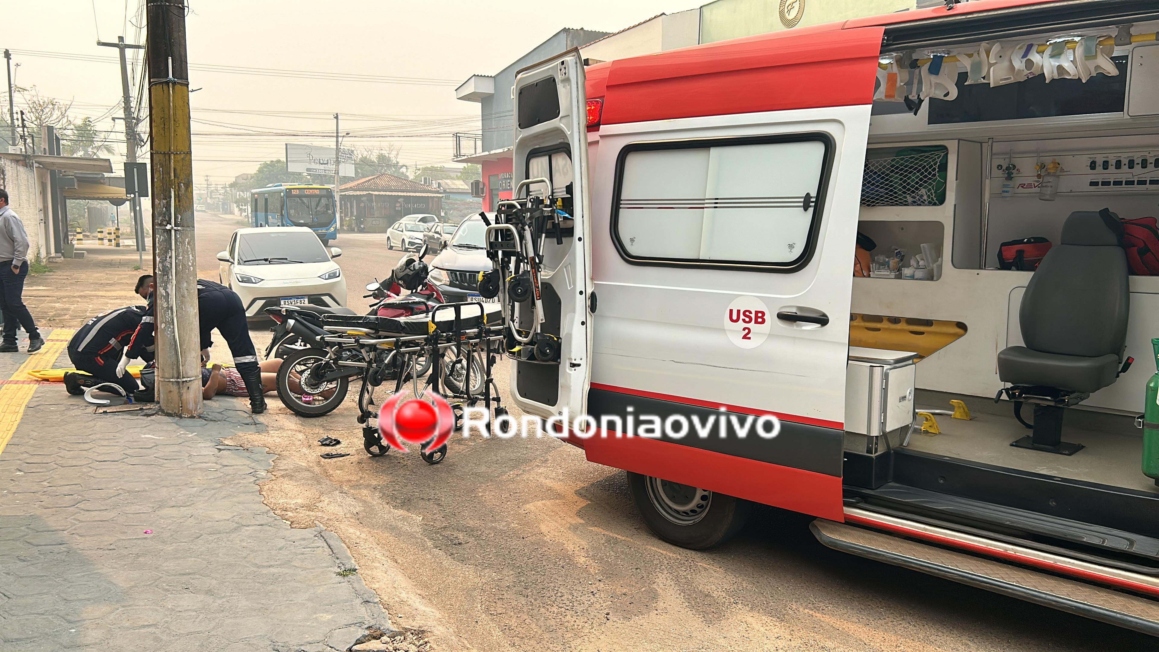 VÍDEO: Mulher fica ferida após acidente entre moto e caminhonete na Calama