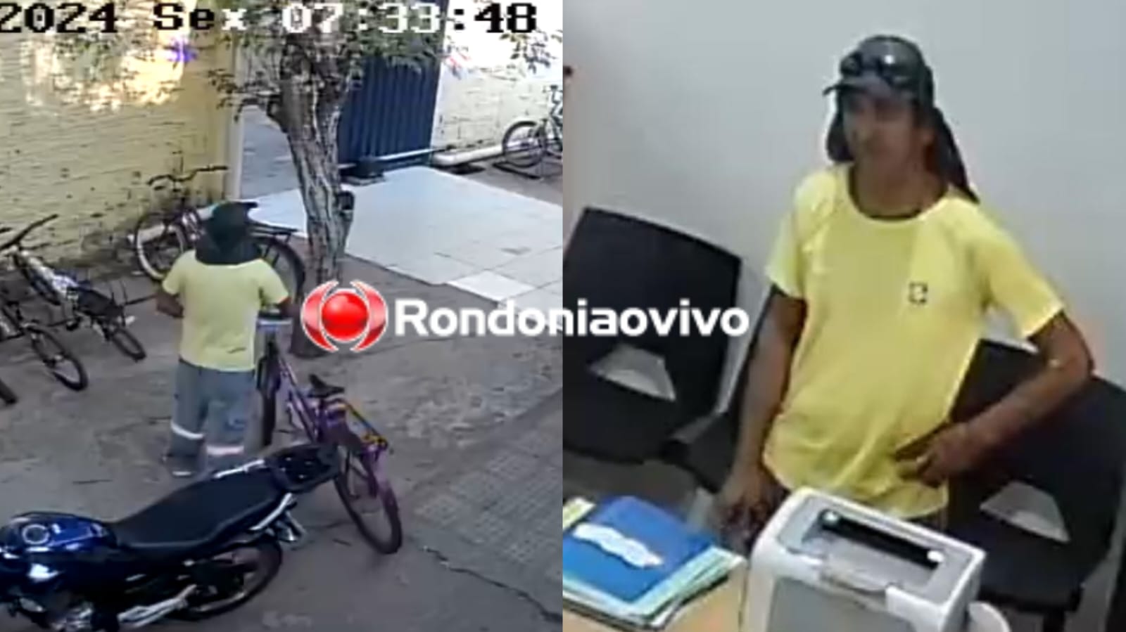 FILMADO: Criminoso escolhe qual bicicleta é mais bonita e comete furto em escola 