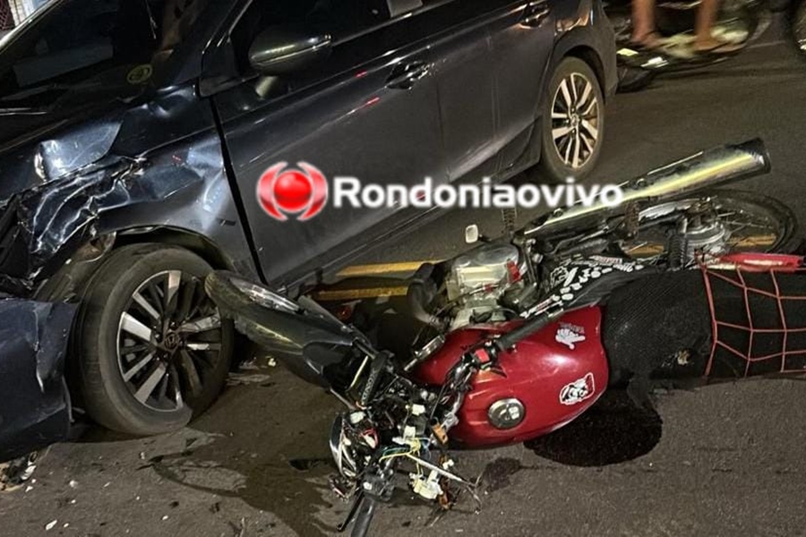 RETORNO PROIBIDO: Duas pessoas ficam feridas após colisão entre moto e carro no Liberdade 