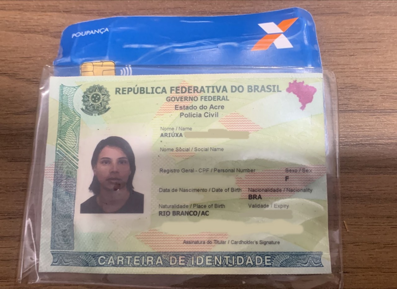 É SEU?: Documentos pessoais de Ariúxa Rodrigues encontrados em Porto Velho