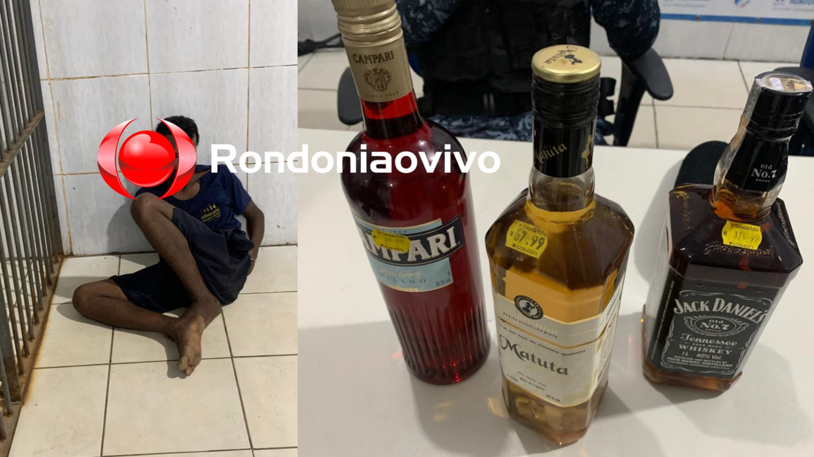 DISSIMULADO: Homem finge ser deficiente para furtar whisky, Campari e Matuta em mercado 