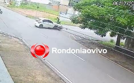 VÍDEO: Moto aplicativo na contramão é atropelado por carro na região Central 