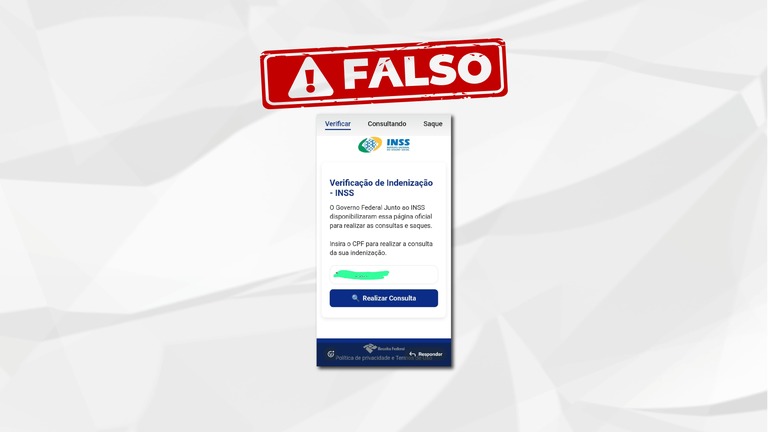 NÃO APERTE O LINK: Links falsos com suposto direito de segurados do INSS à indenização    