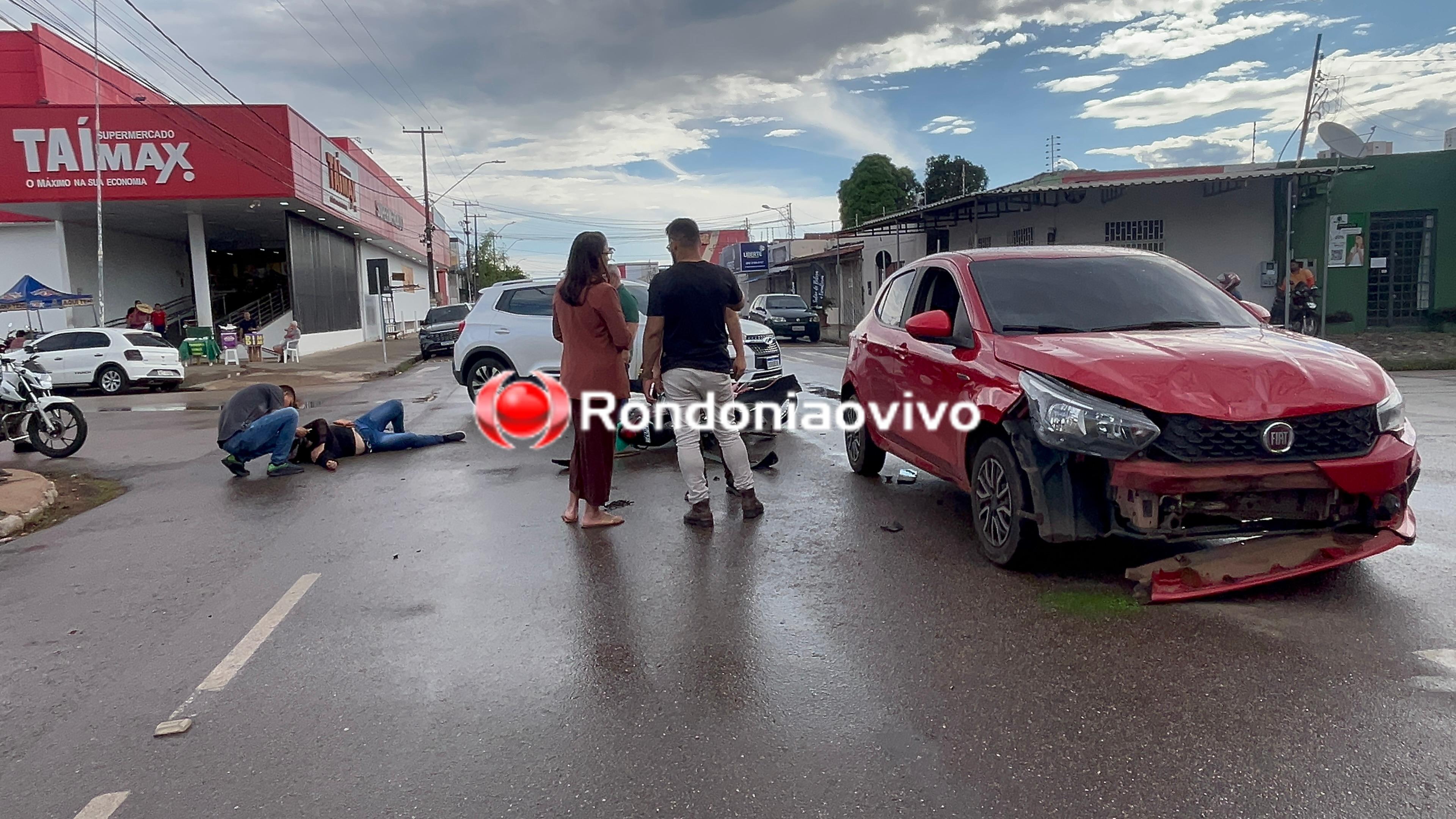 NA ABUNÃ: Mulher em moto avança cruzamento e é gravemente atingida por Argo