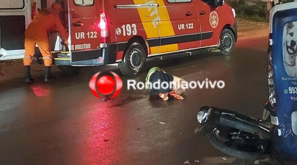 INCONSCIENTE: Motociclista fica em estado grave ao bater em cheio contra carro parado 