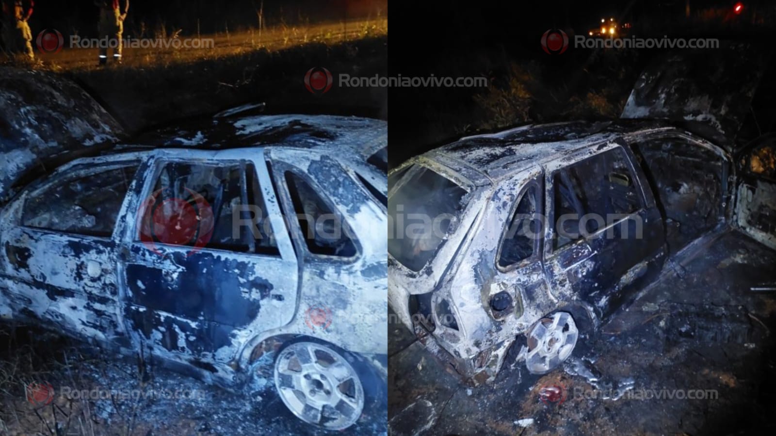 ESTRADA DA PENAL: Carro pega fogo após capotamento próximo de presídio e fica destruído 