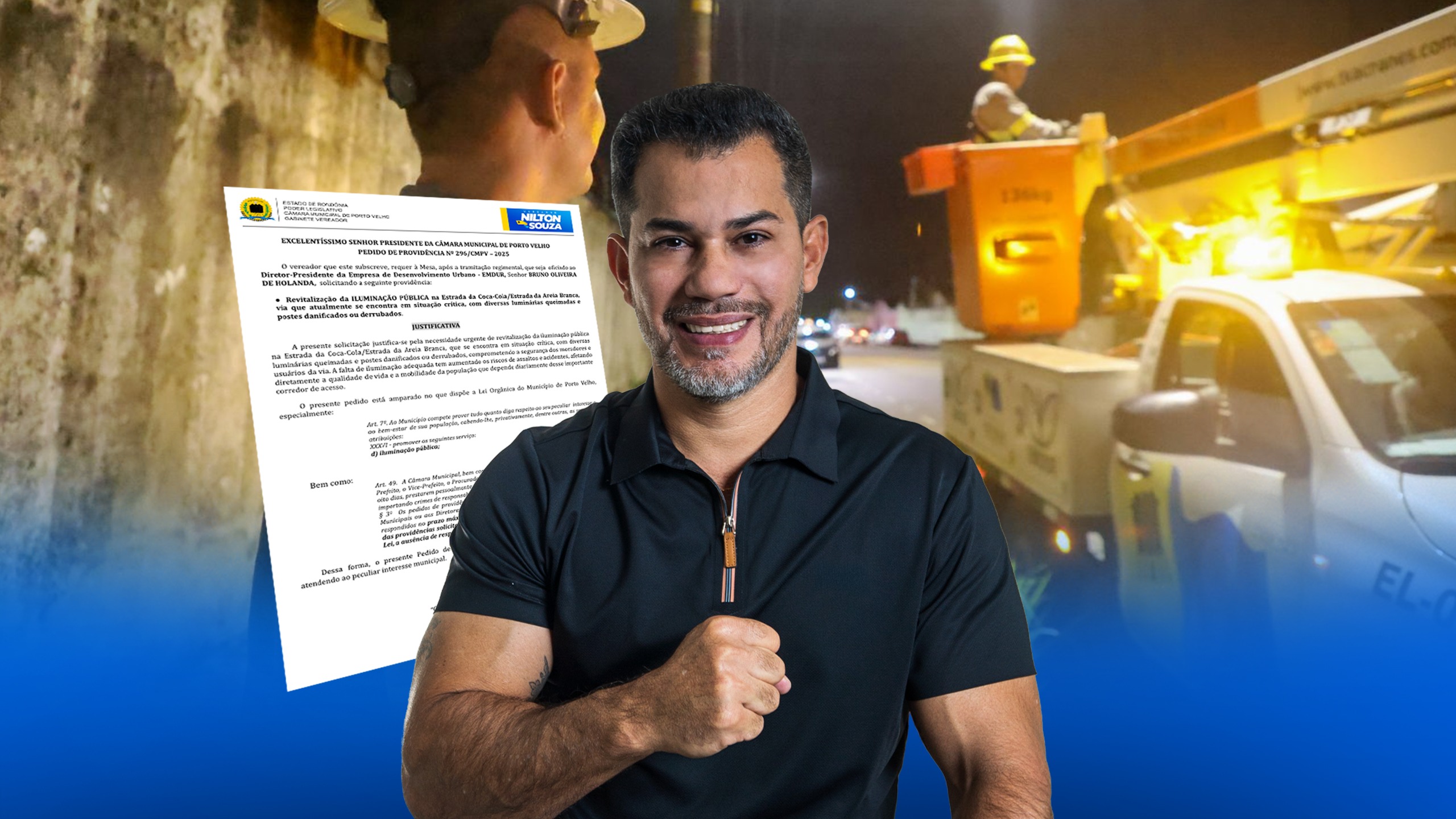 NILTON SOUZA: Estrada da Coca-Cola recebe iluminação nova após pedido do vereador