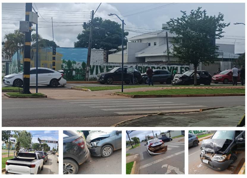 VÍDEO: Engavetamentos quase simultâneos envolvem sete veículos na Av. Presidente Nasser