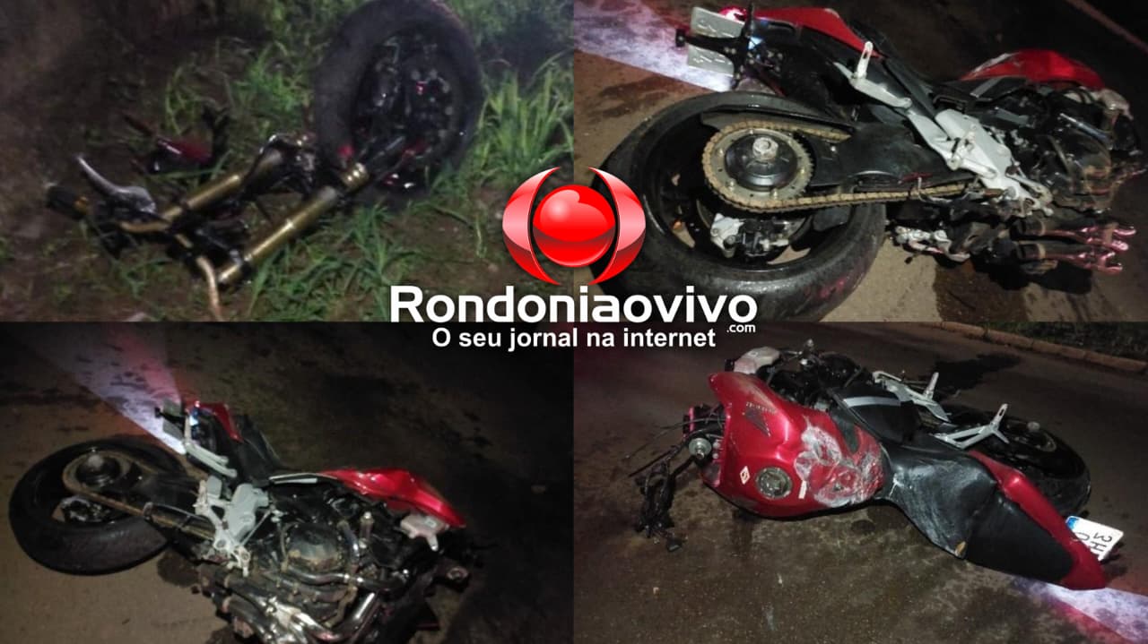 GRAVÍSSIMO: Empresário fica inconsciente após bater CB100 contra poste e árvore