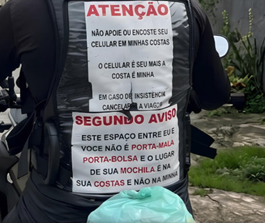BILHETÃO: Motouber deixa claro as regras de boa convivência aos seus passageiros