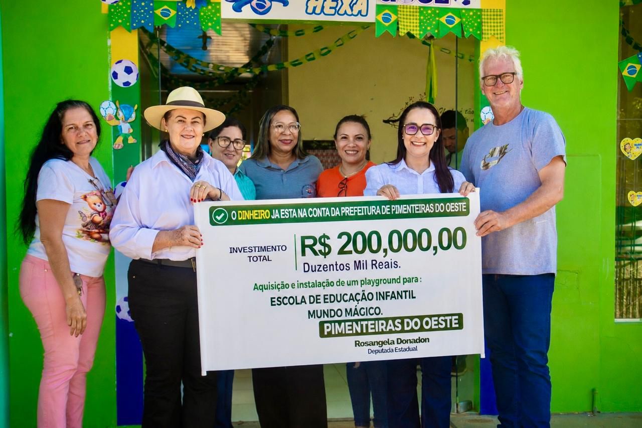 ROSANGELA DONADON: Deputada entrega R$ 200 mil para aquisição de playground da Escola Mundo Mágico 