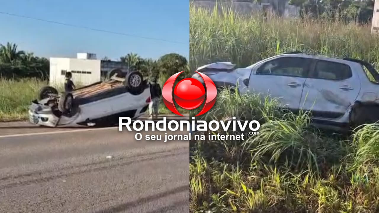 URGENTE: Pneu fura, carro capota e atinge outro veículo na BR-364