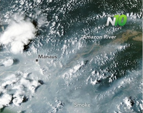 INCÊNDIOS FLORESTAIS: A NASA registrou do espaço a fumaça que cobre áreas da Amazônia